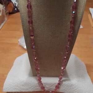 Elegant Pink Vintage Crystal Ab Necklace